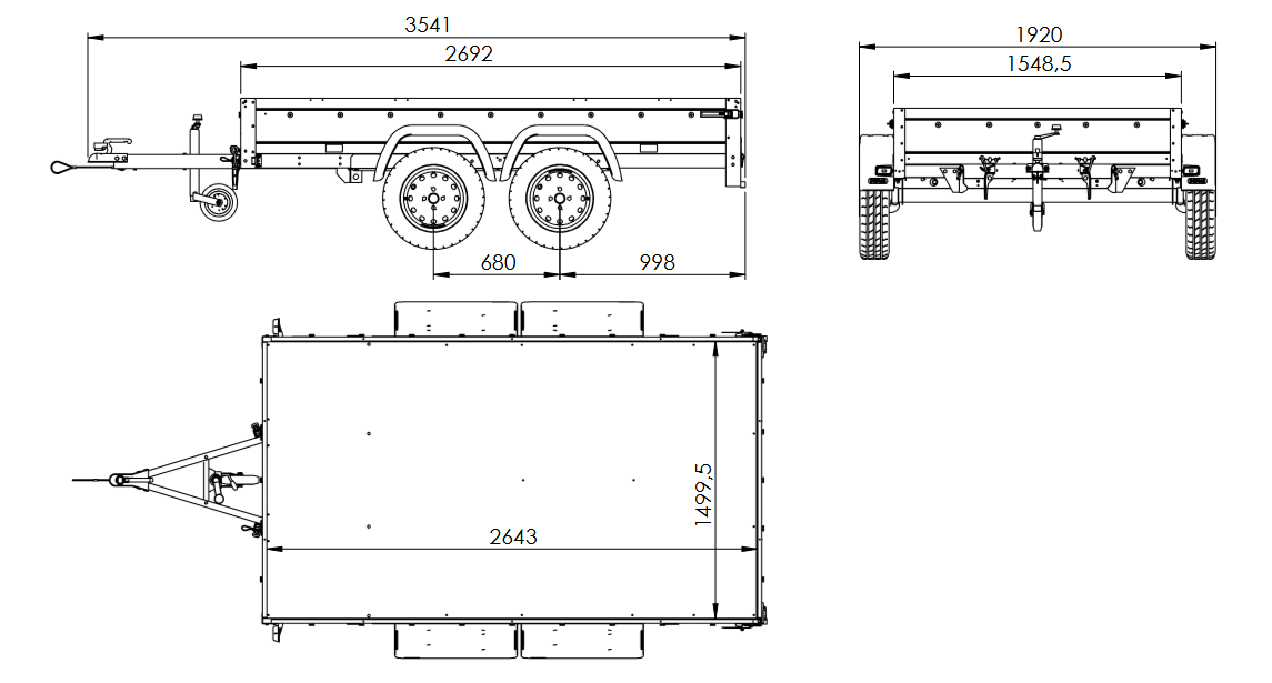 Zweiachsanhänger 264×150 Unitrailer Garden Trailer 265/2 KIPP-Neu – Bild 7
