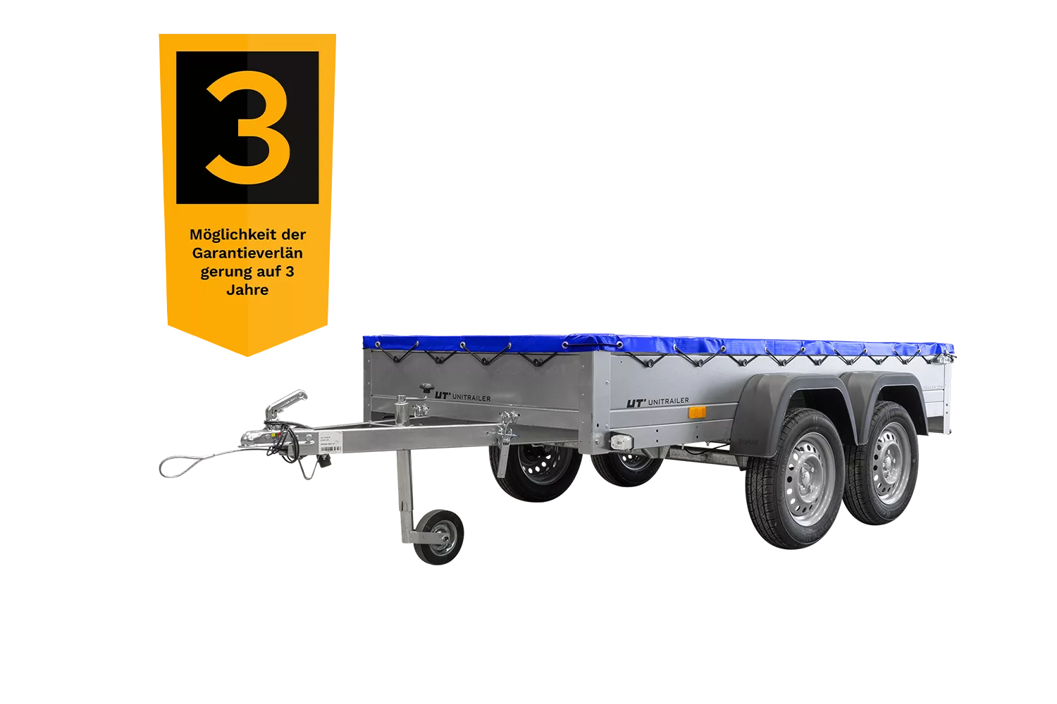 Garden Trailer 264/2 Kipp Mit Stützrad, Planenträger Und Blauer Flachplane-Neu – Bild 7