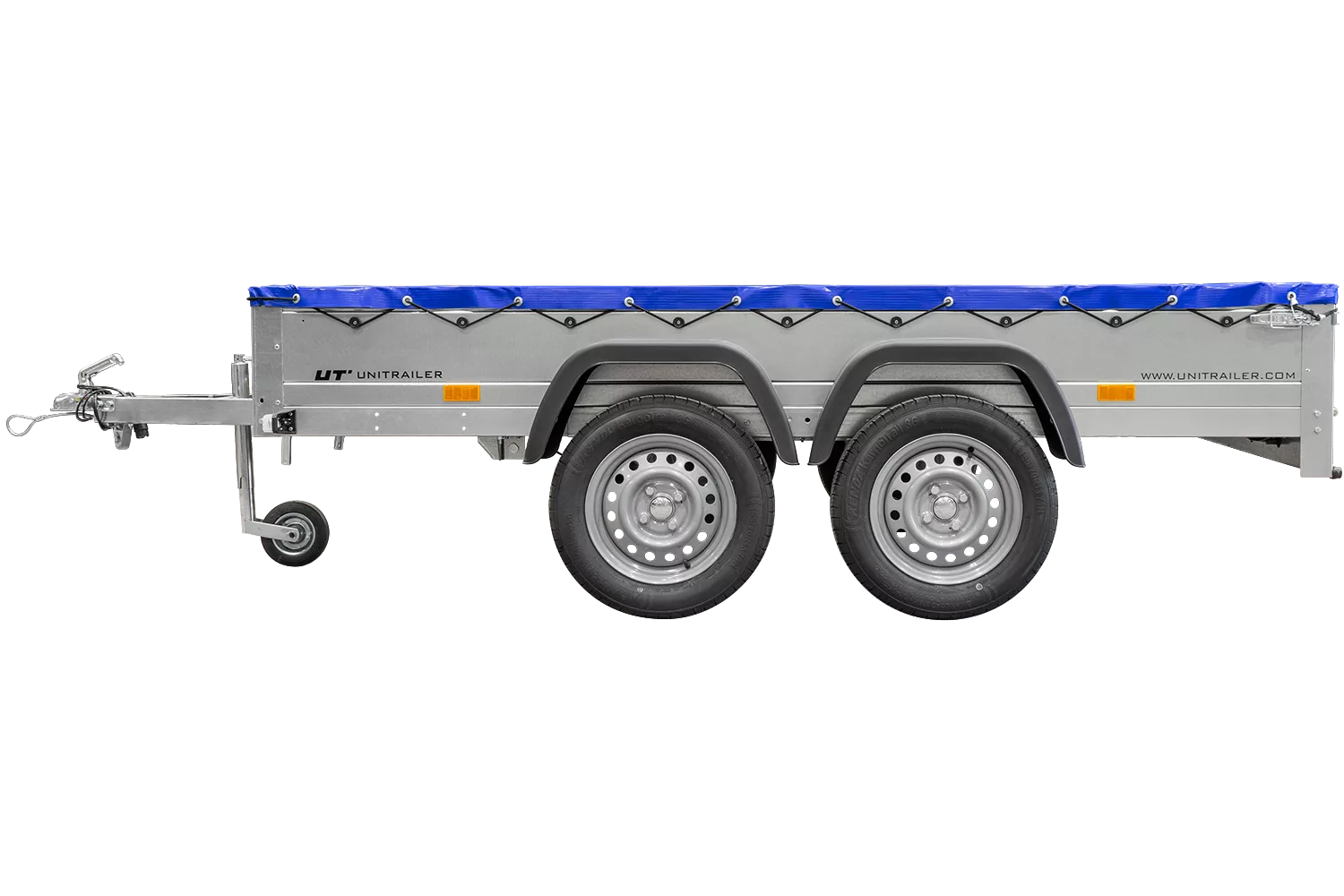 Garden Trailer 264/2 Kipp Mit Stützrad, Planenträger Und Blauer Flachplane-Neu – Bild 6
