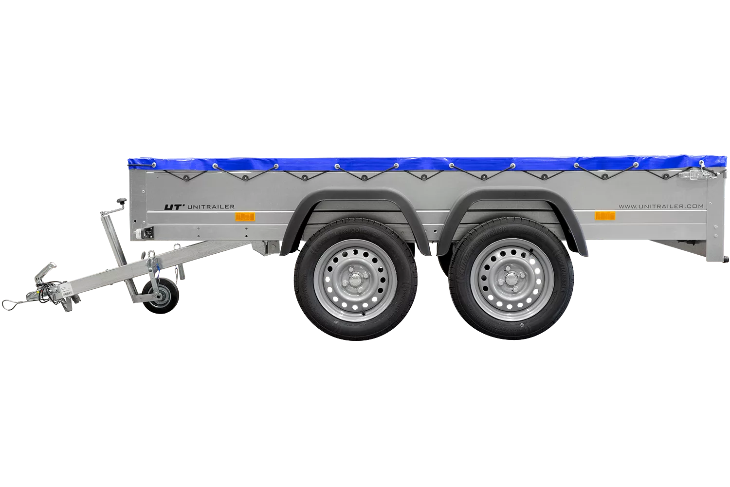 Garden Trailer 264/2 Kipp Mit Stützrad, Planenträger Und Blauer Flachplane-Neu – Bild 4