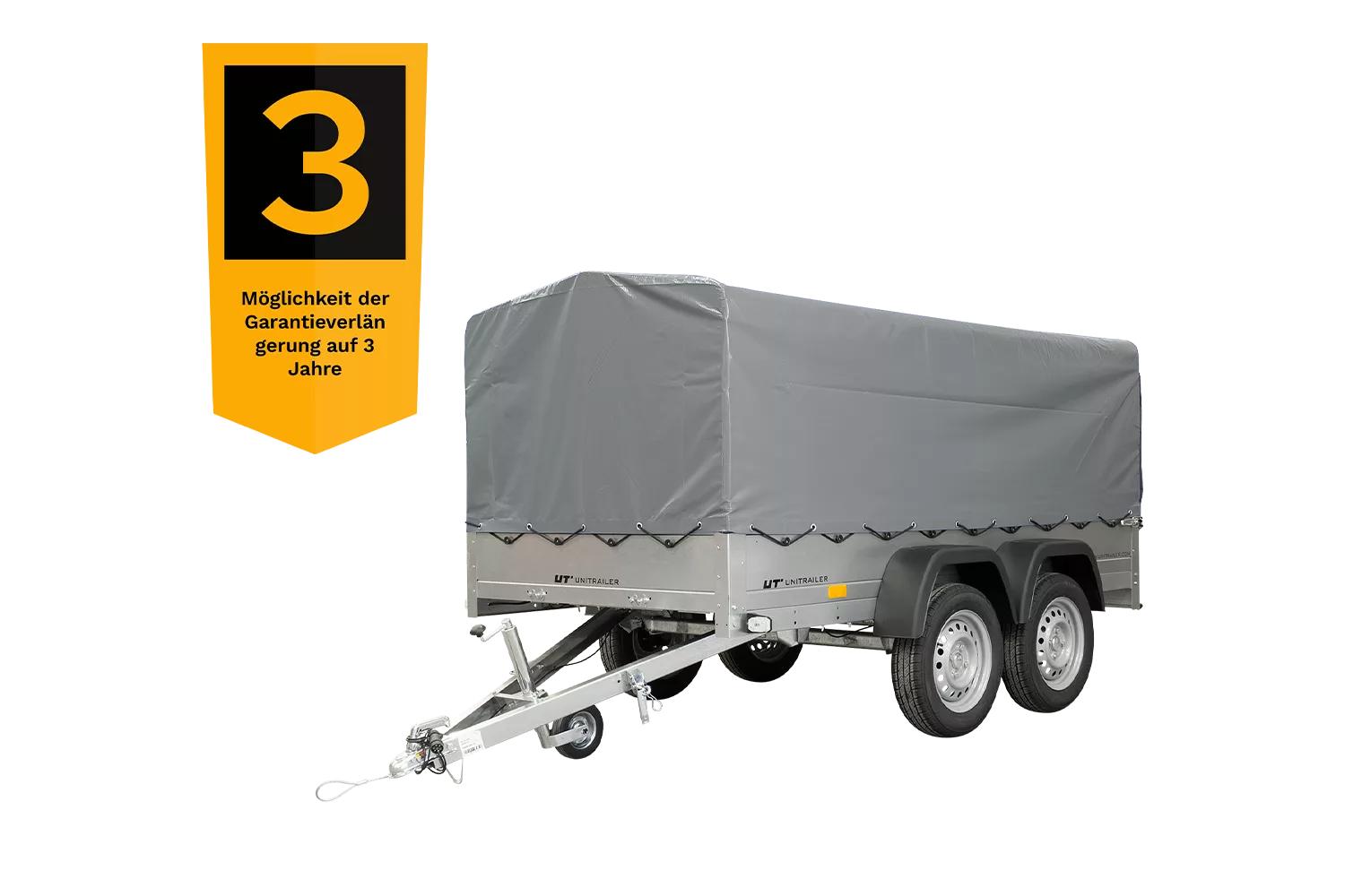 Unitrailer Garden Trailer Anhänger 264/2 Kipp Mit Stützrad, Spriegel Und Grauer Plane-Neu – Bild 5
