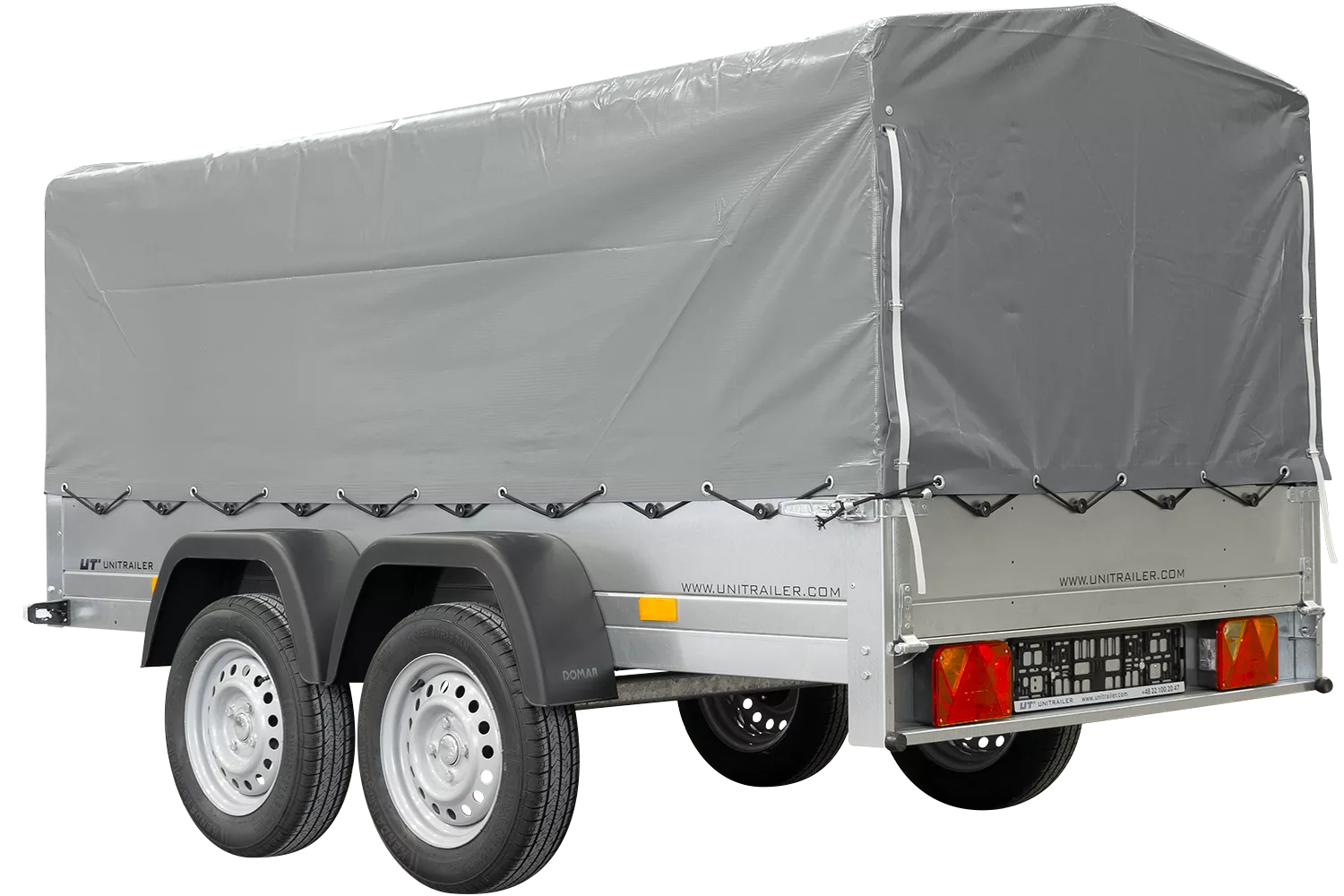 Unitrailer Garden Trailer Anhänger 264/2 Kipp Mit Stützrad, Spriegel Und Grauer Plane-Neu – Bild 3