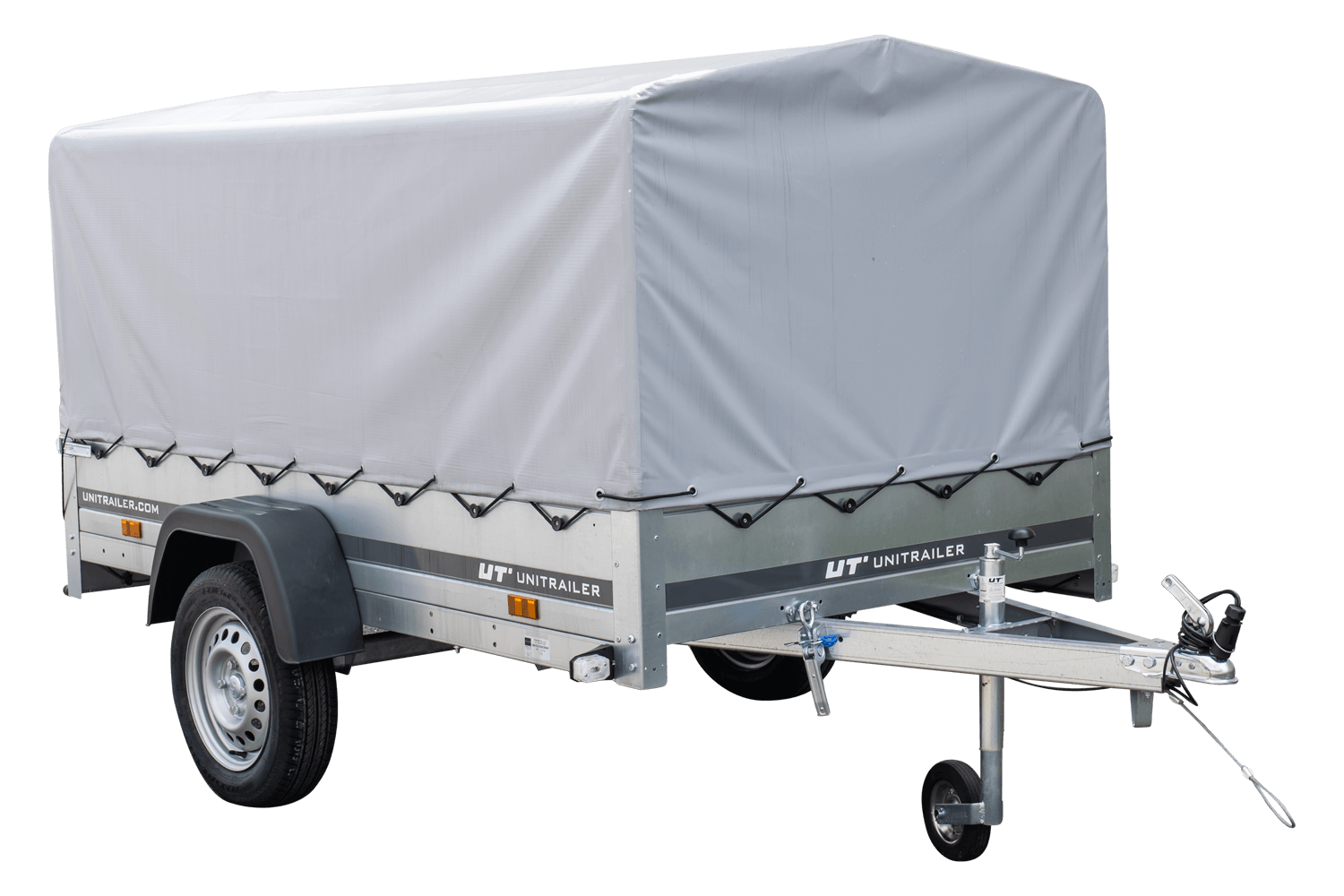 Anhänger Pkw 230×125 Garden Trailer 230 KIPP Unitrailer 750 kg mit Stützrad, Hochplane und Hochspriegel-Neu – Bild 8
