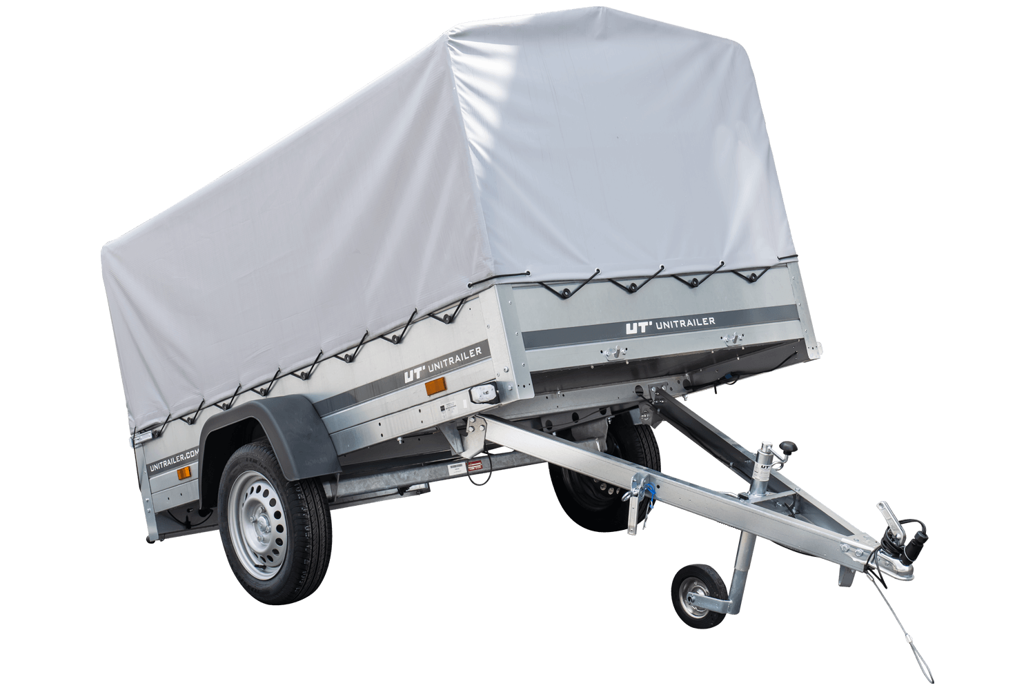 Anhänger Pkw 230×125 Garden Trailer 230 KIPP Unitrailer 750 kg mit Stützrad, Hochplane und Hochspriegel-Neu – Bild 6