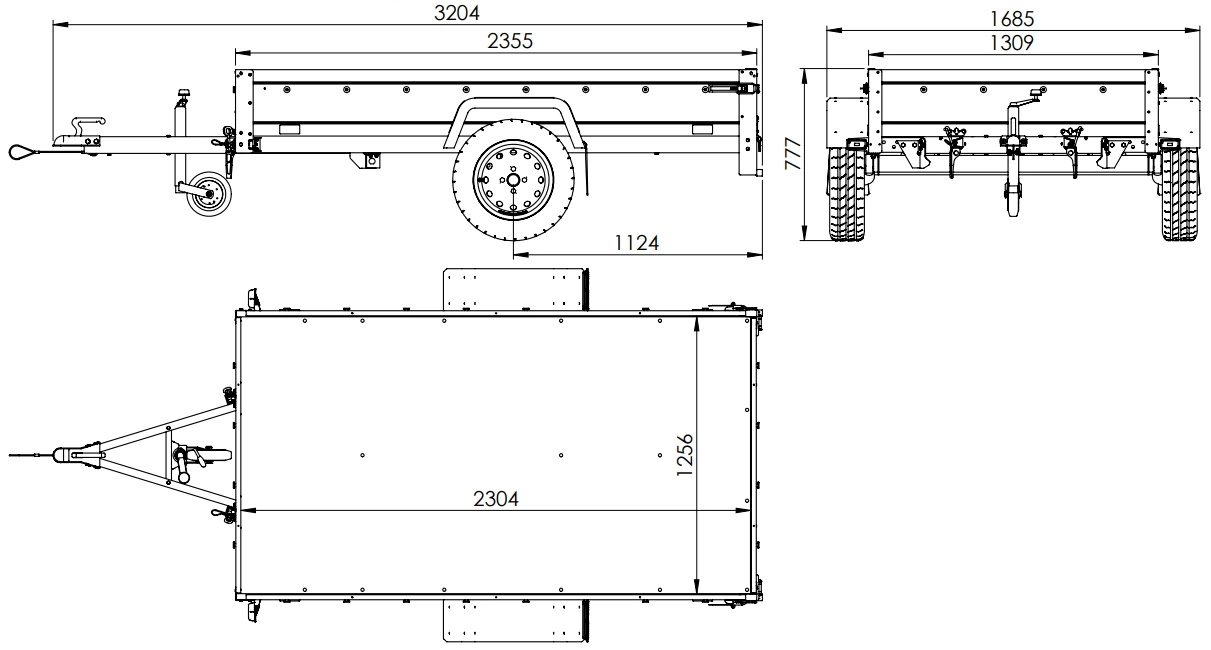 Anhänger Pkw 230×125 Garden Trailer 230 KIPP Unitrailer 750 kg mit Stützrad, Hochplane und Hochspriegel-Neu – Bild 5