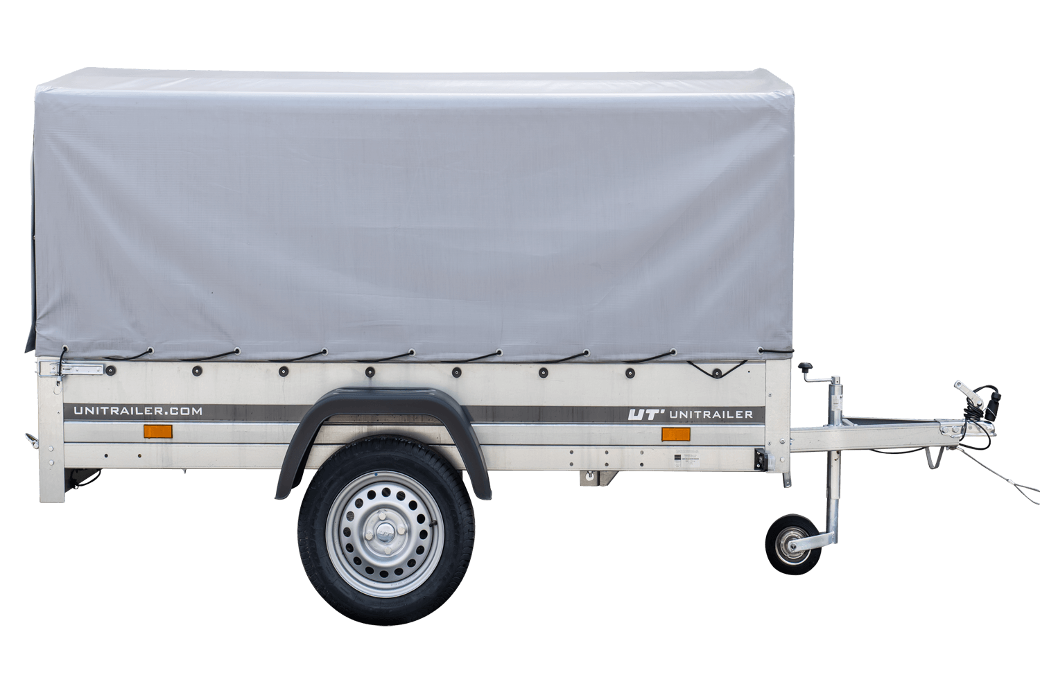 Anhänger Pkw 230×125 Garden Trailer 230 KIPP Unitrailer 750 kg mit Stützrad, Hochplane und Hochspriegel-Neu – Bild 4