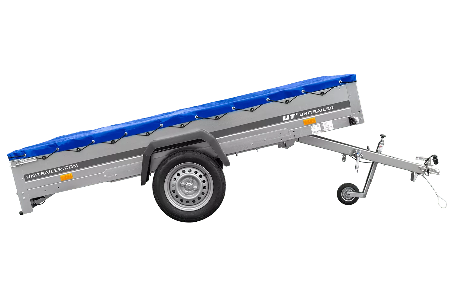 Einachsanhänger 264×150 UNITRAILER GARDEN 265 KIPP mit einem Flachplanenträger und blauer Plane-Neu – Bild 3
