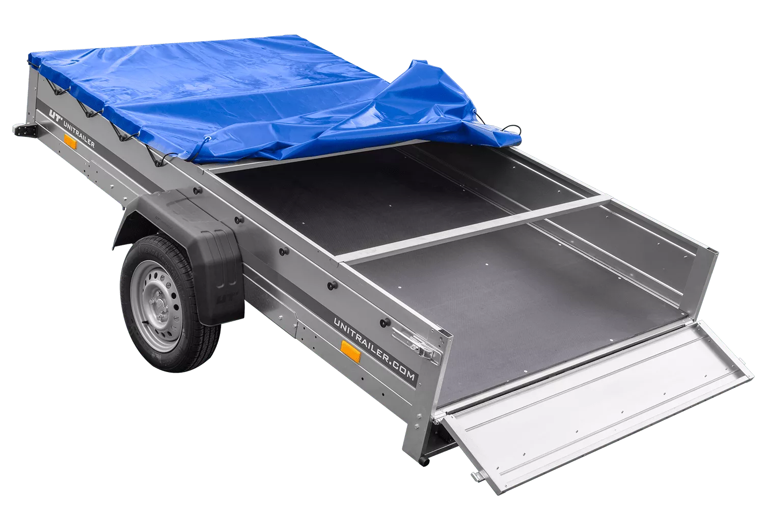 Einachsanhänger 264×150 UNITRAILER GARDEN 265 KIPP mit einem Flachplanenträger und blauer Plane-Neu – Bild 2