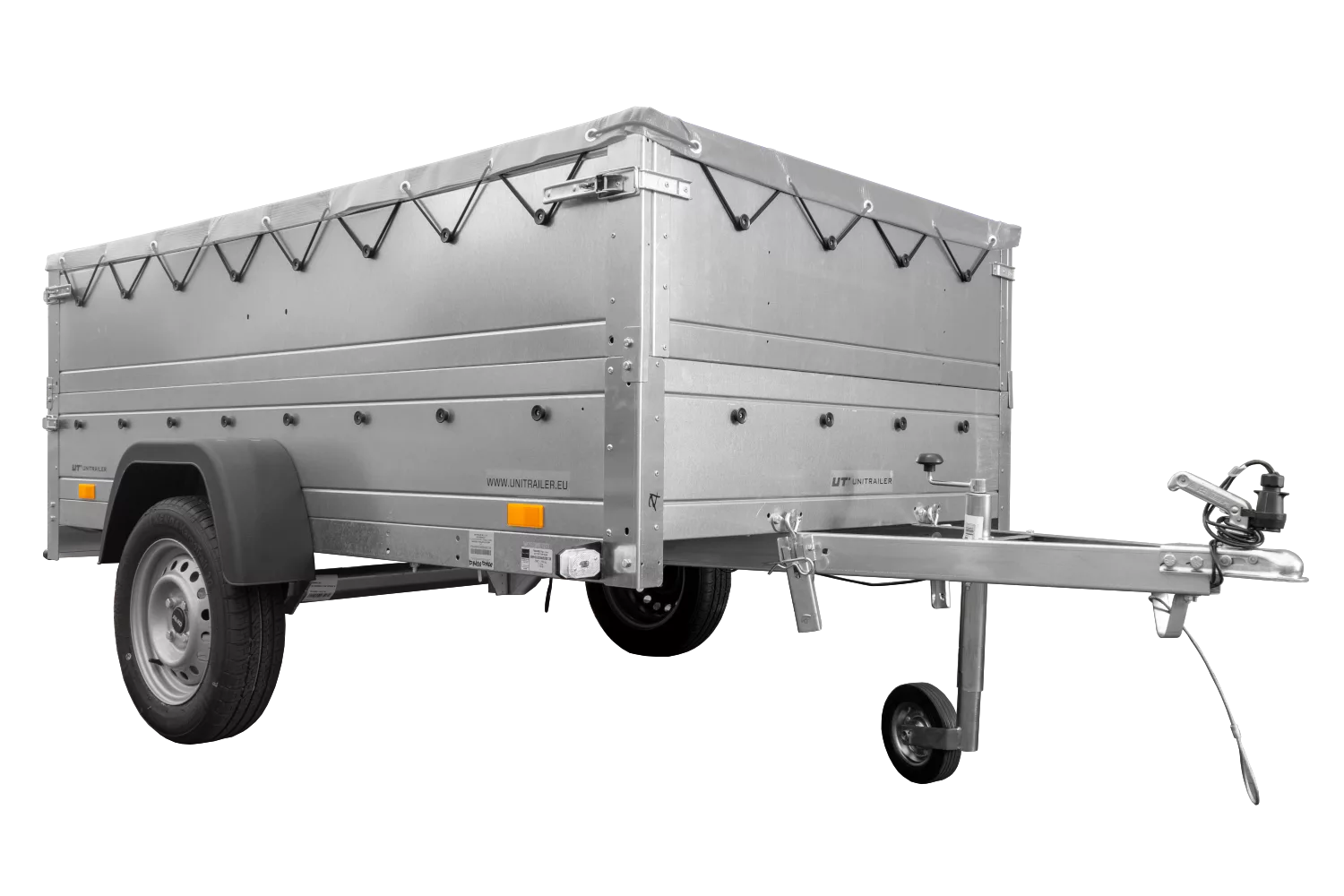 Faltbarer Anhänger Garden Trailer 230 KIPP mit zusätzlichen Bordwänden, Stützrad und Flachplane-Neu – Bild 6