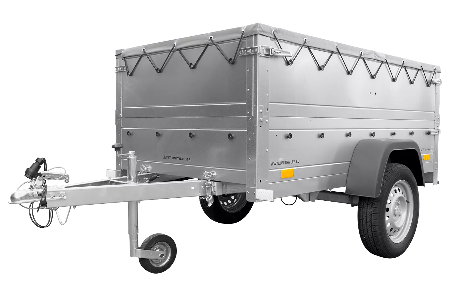 Kippbarer Pkw Anhänger Garden Trailer 200 KIPP mit zusätzlichen Bordwänden, Stützrad und Flachplane-Neu – Bild 4