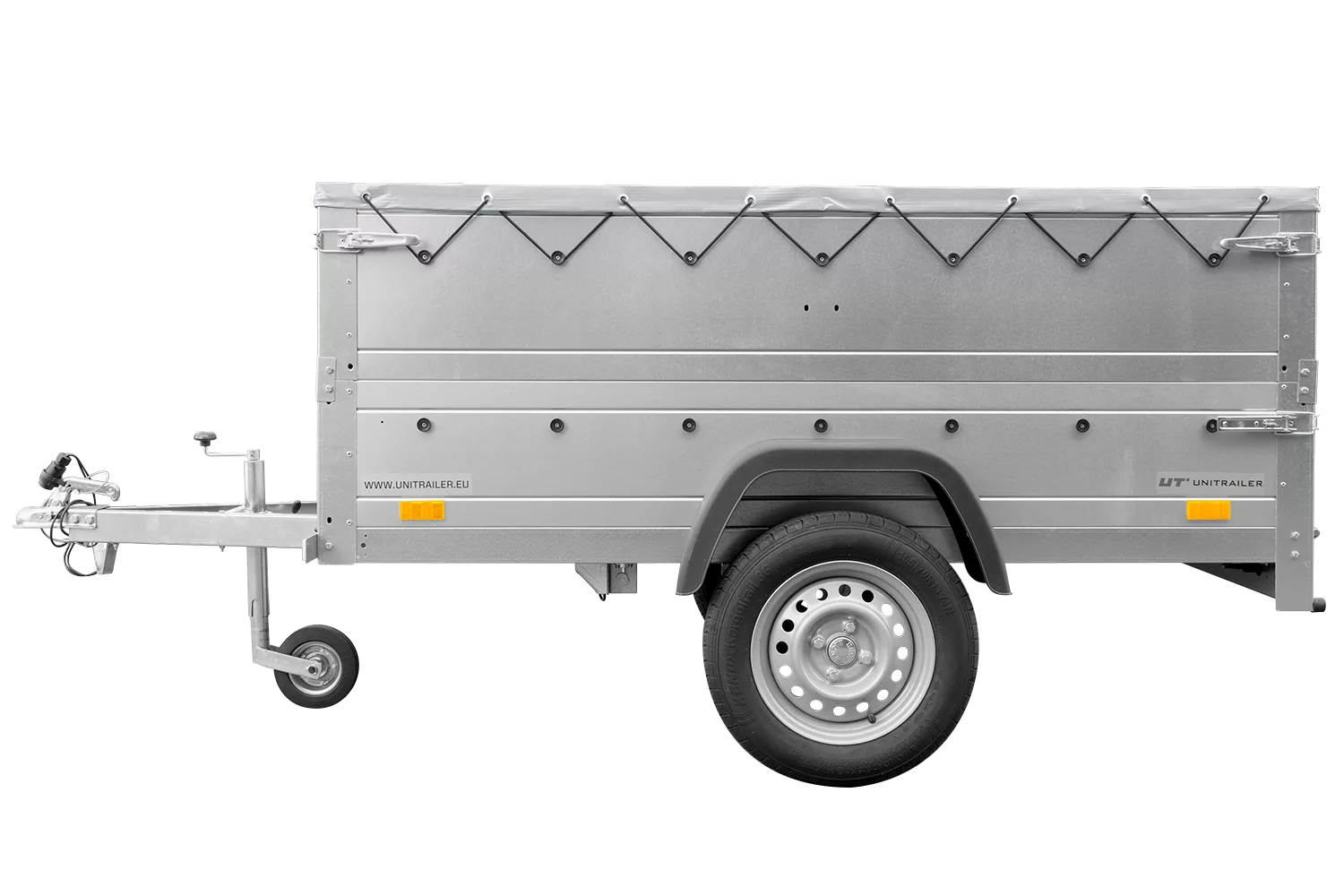 Kippbarer Pkw Anhänger Garden Trailer 200 KIPP mit zusätzlichen Bordwänden, Stützrad und Flachplane-Neu – Bild 3