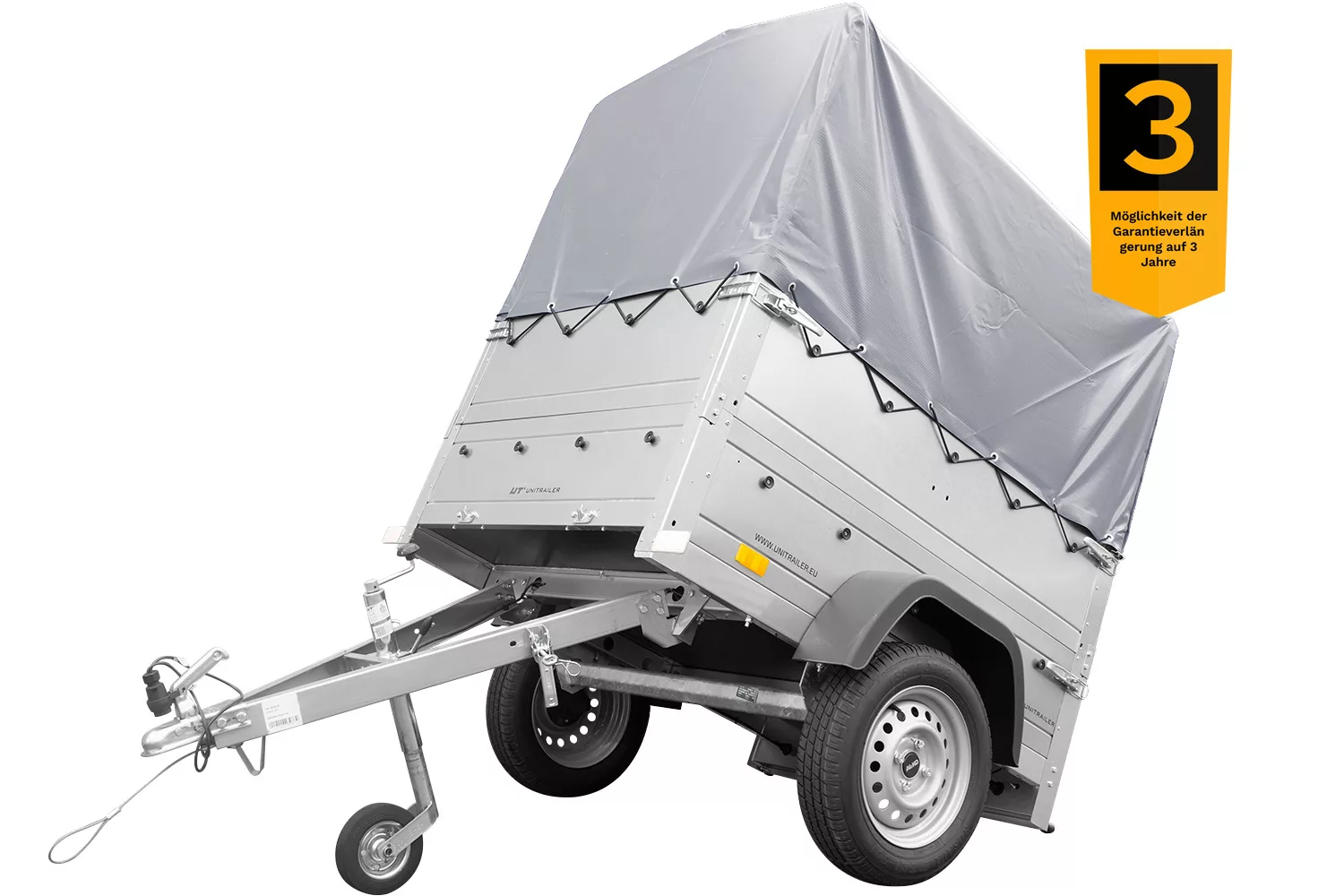 Neuanhänger Kipper ungebremst Garden Trailer 150 KIPP mit zusätzlichen Bordwänden, Stützrad, Hochplane und Hochspriegel-Neu – Bild 4