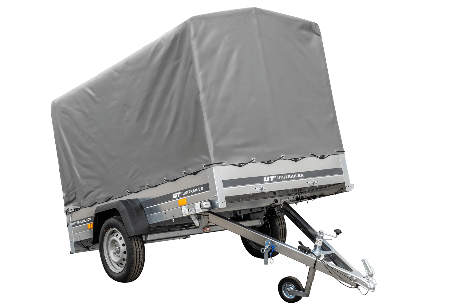 PKW Anhänger 230×125 Garden Trailer 230 KIPP Unitrailer 750 kg mit Stützrad, 110 cm hoher Plane und Hochspriegel-Neu – Bild 7