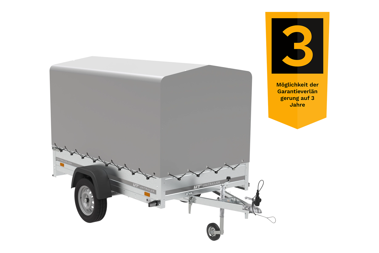 PKW Anhänger 230×125 Garden Trailer 230 KIPP Unitrailer 750 kg mit Stützrad, 110 cm hoher Plane und Hochspriegel-Neu – Bild 5
