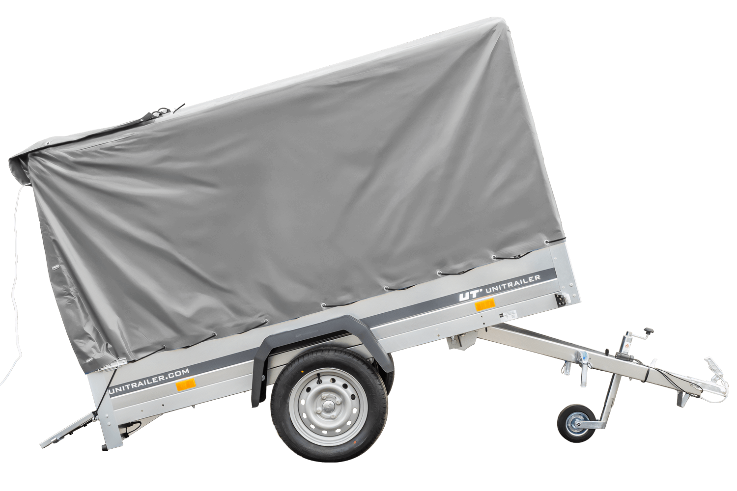 PKW Anhänger 230×125 Garden Trailer 230 KIPP Unitrailer 750 kg mit Stützrad, 110 cm hoher Plane und Hochspriegel-Neu – Bild 2