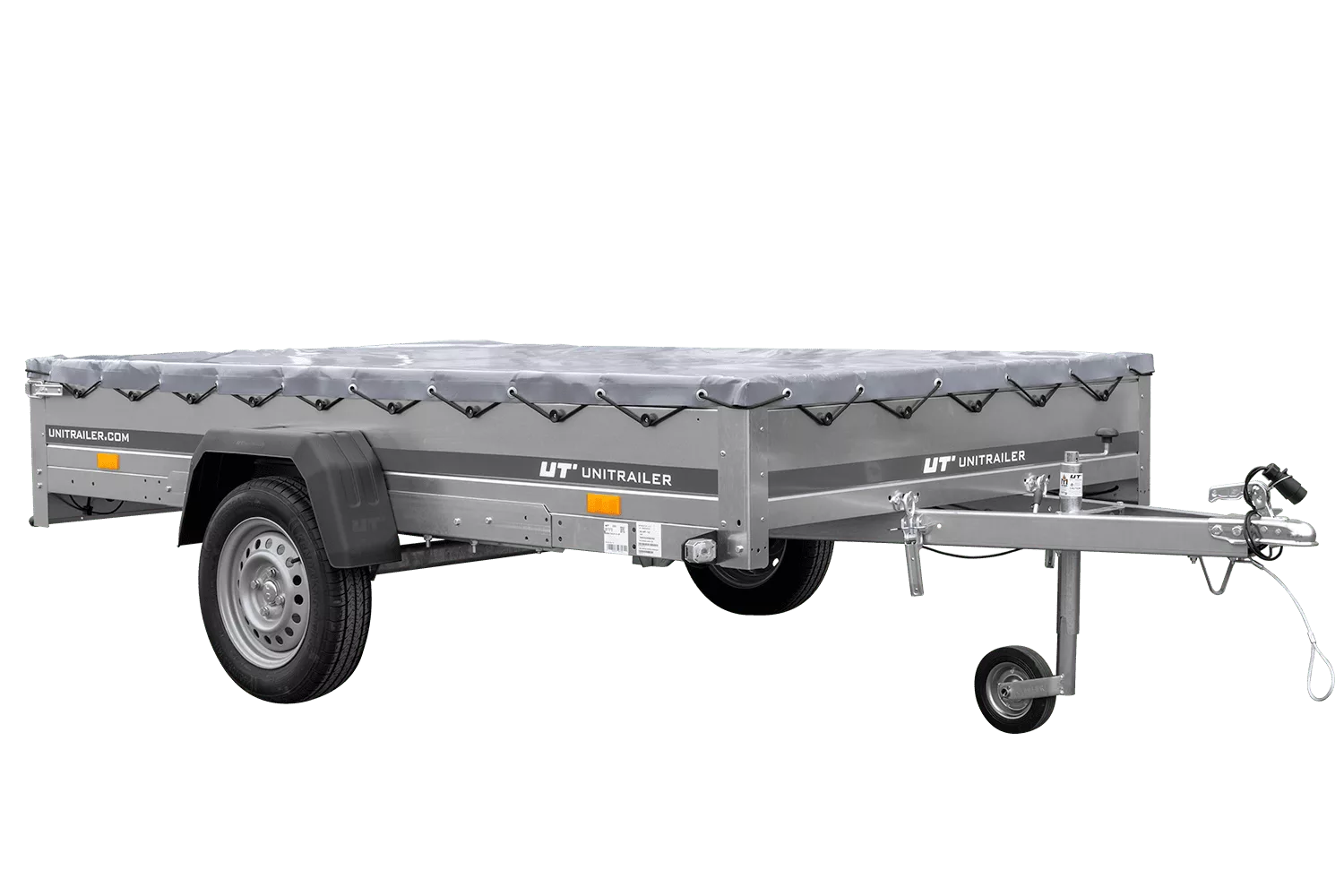 PKW Anhänger 264×150 Unitrailer Garden 265 KIPP mit Flachplanenträger und grauer Plane-Neu – Bild 4