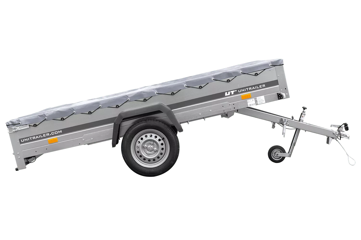 PKW Anhänger 264×150 Unitrailer Garden 265 KIPP mit Flachplanenträger und grauer Plane-Neu – Bild 2