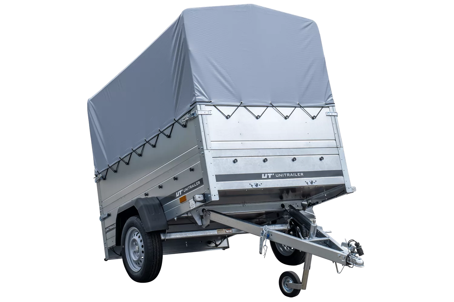 Pkw Anhänger 750 kg ungebremst Garden Trailer 201 KIPP mit zusätzlichen Bordwänden, Stützrad, Hochplane und Hochspriegel-Neu – Bild 7