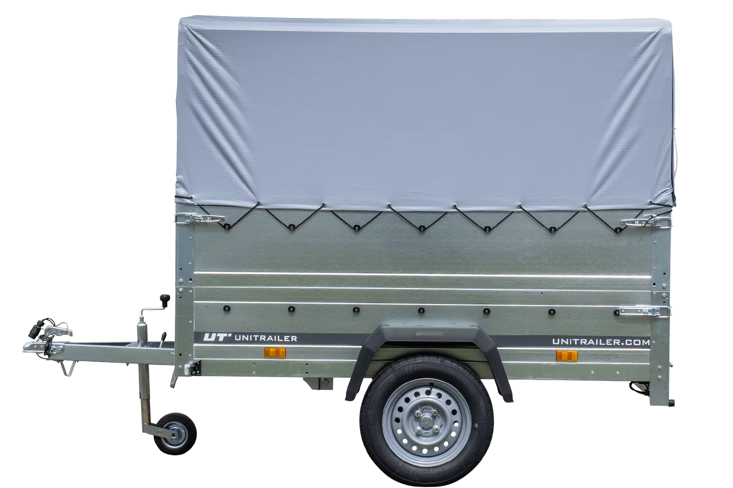 Pkw Anhänger 750 kg ungebremst Garden Trailer 201 KIPP mit zusätzlichen Bordwänden, Stützrad, Hochplane und Hochspriegel-Neu – Bild 2