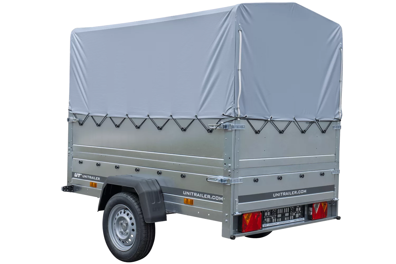 Pkw Anhänger 750 kg ungebremst Garden Trailer 201 KIPP mit zusätzlichen Bordwänden, Stützrad, Hochplane und Hochspriegel-Neu – Bild 3