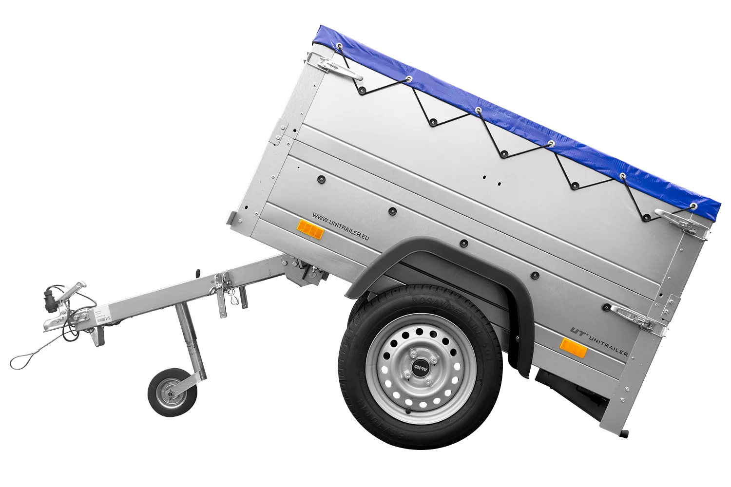 Pkw Anhänger Neu Garden Trailer 150 KIPP mit zusätzlichen Bordwänden, Stützrad und blauer Flachplane-Neu – Bild 4