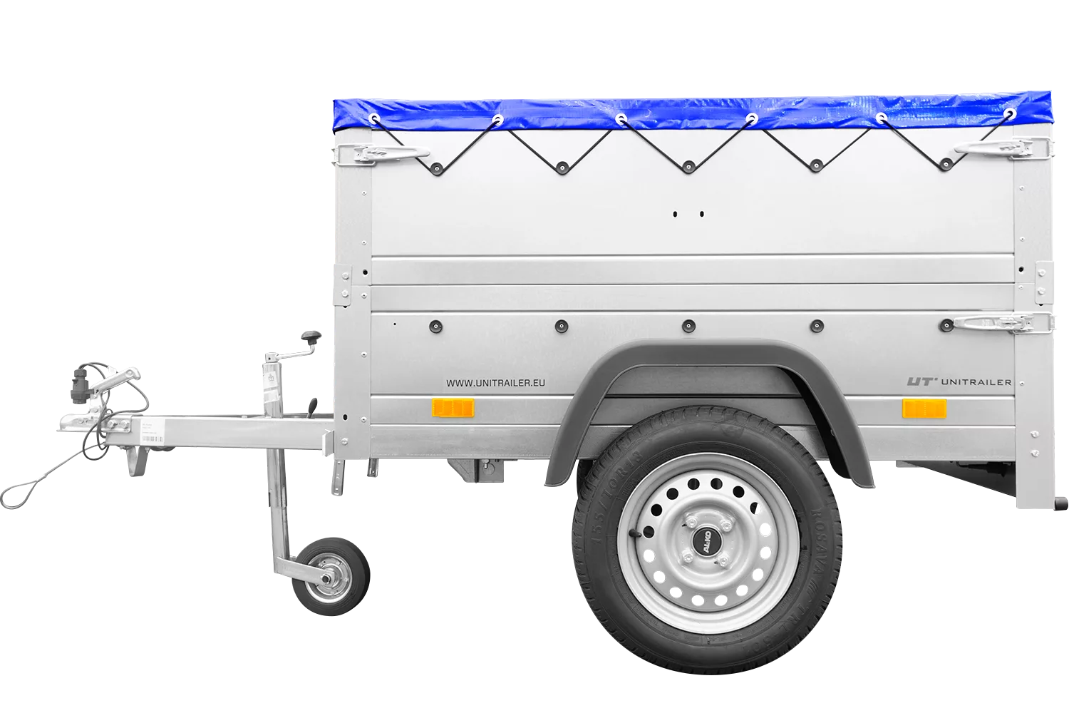 Pkw Anhänger Neu Garden Trailer 150 KIPP mit zusätzlichen Bordwänden, Stützrad und blauer Flachplane-Neu – Bild 3
