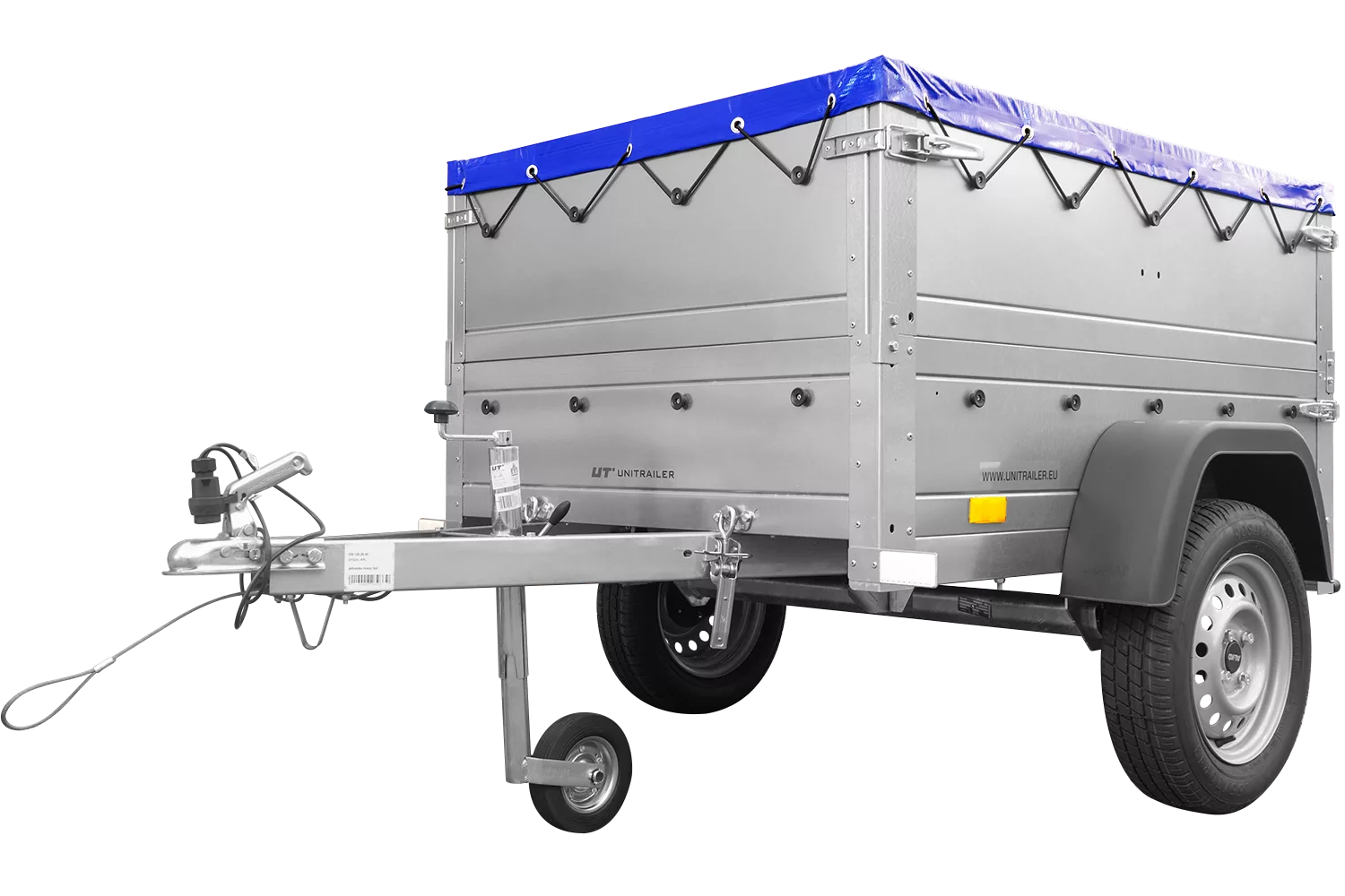 Pkw Anhänger Neu Garden Trailer 150 KIPP mit zusätzlichen Bordwänden, Stützrad und blauer Flachplane-Neu – Bild 2