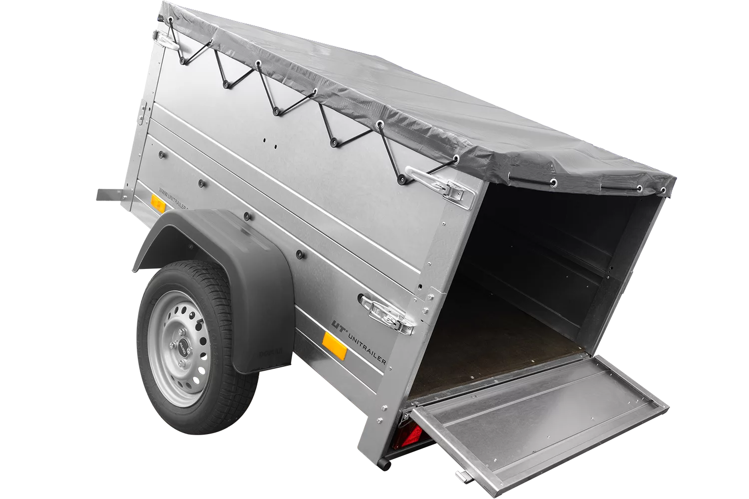Pkw Anhänger Neu Garden Trailer 150 KIPP mit zusätzlichen Bordwänden, Stützrad und grauer Flachplane-Neu – Bild 3