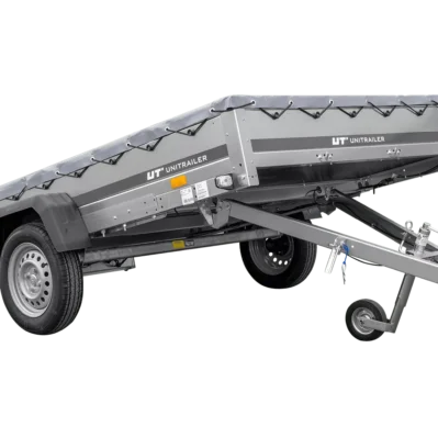PKW Anhänger 264×150 Unitrailer Garden 265 KIPP mit Flachplanenträger und grauer Plane-Neu