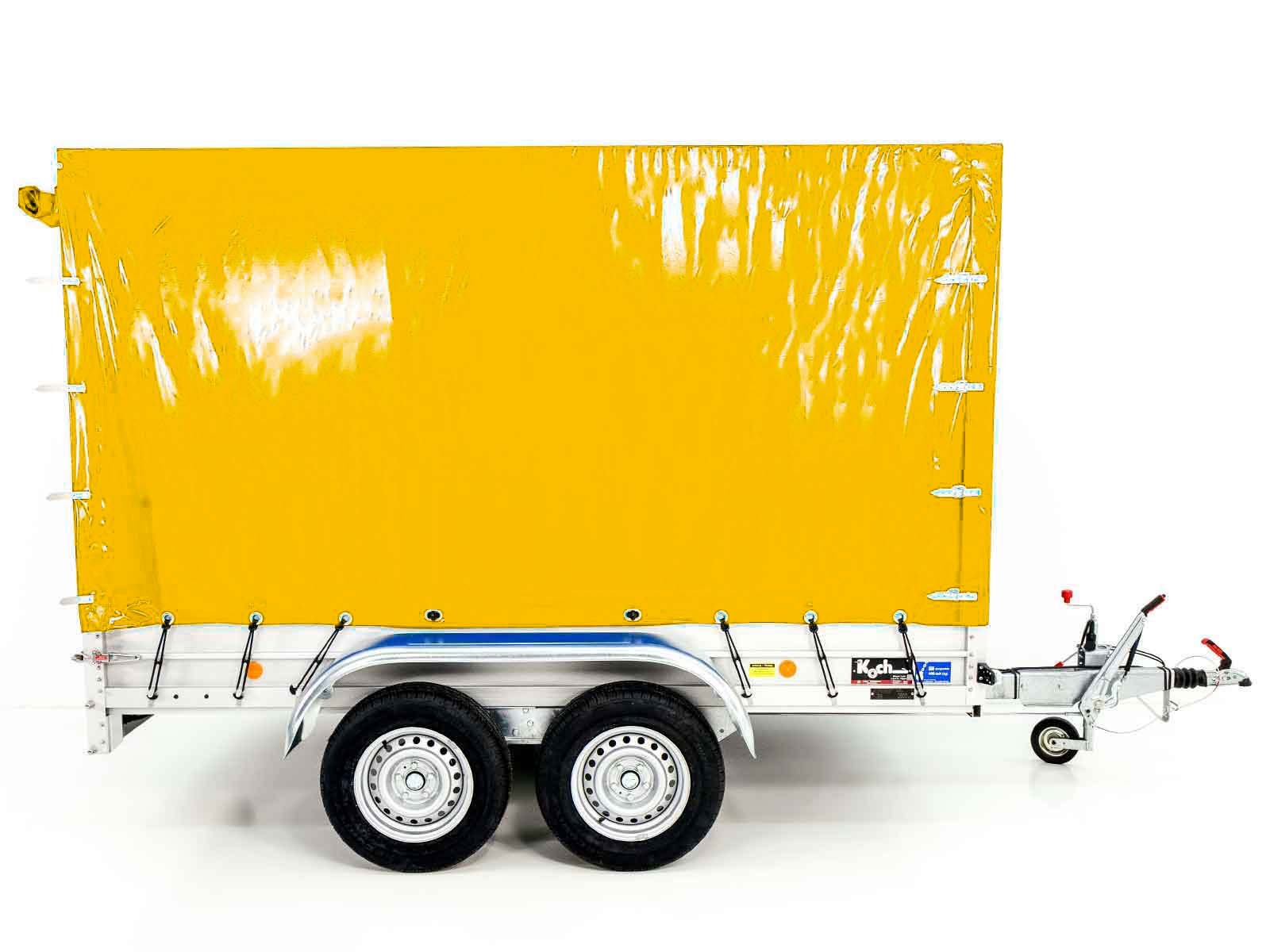 Koch Anhänger mit Plane 150x300cm 2600kg | Typ 7.26 | Hochplane 180cm - Gelb – Bild 3