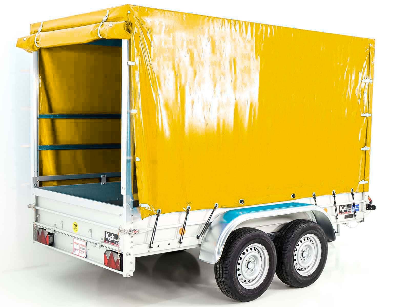 Koch Anhänger mit Plane 150x300cm 2600kg | Typ 7.26 | Hochplane 180cm - Gelb – Bild 4