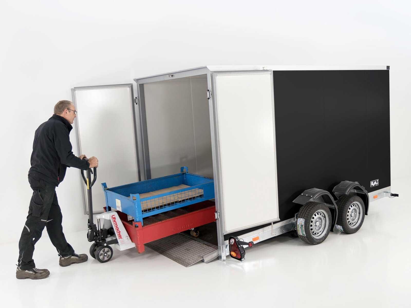 Vezeko Koffer-Absenkanhänger 157x344cm Höhe: 190cm 2,7t | Schwarz – Bild 8