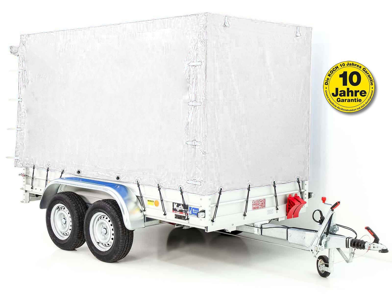 Koch Anhänger mit Plane 150x300cm 2600kg | Typ 7.26 | Hochplane 180cm - Weiß