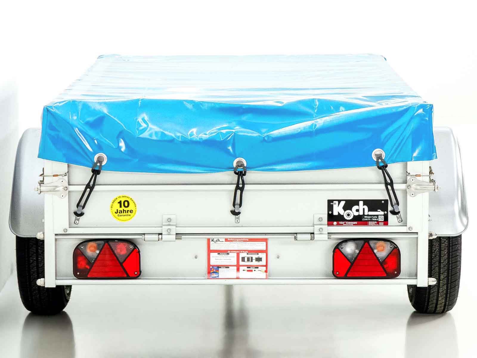 Koch Anhänger mit Plane 125x250cm 750kg | Typ U4 | Flachplane Profi hellblau – Bild 2