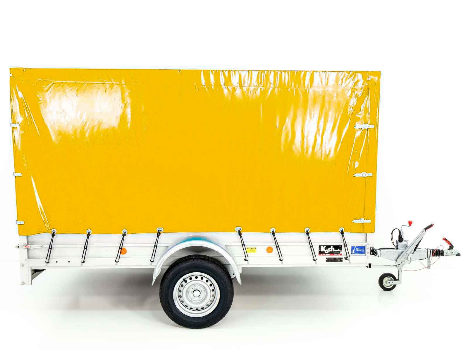 Koch Anhänger mit Plane 150x300cm 1300kg | Typ 7.13 | Hochplane 160cm - Gelb – Bild 5