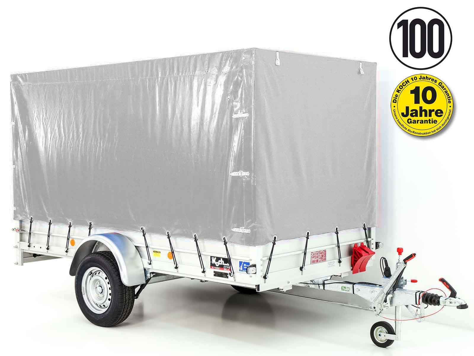 Koch Anhänger mit Plane 150x300cm 1300kg | Typ 7.13 | Hochplane 160cm - Silber