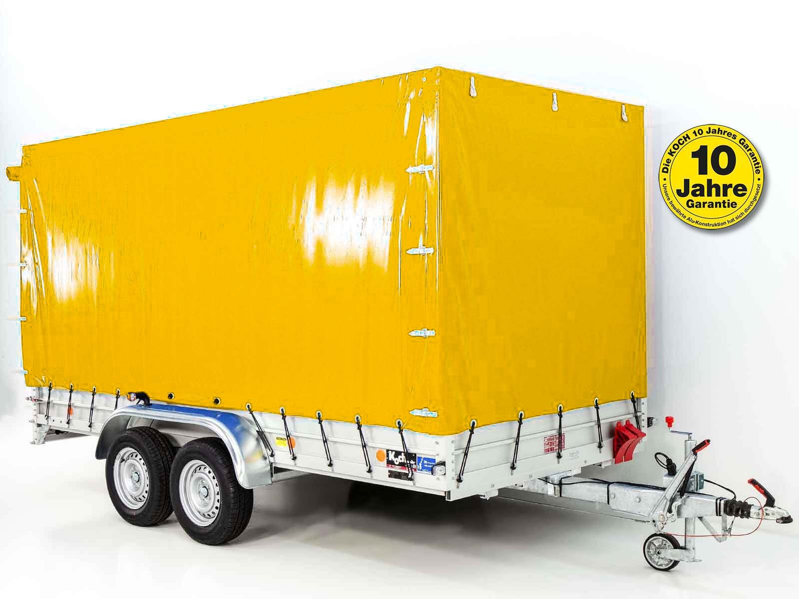 Koch Anhänger mit Plane 185x400cm 2600kg | Typ 10.26 | Hochplane 200cm Gelb