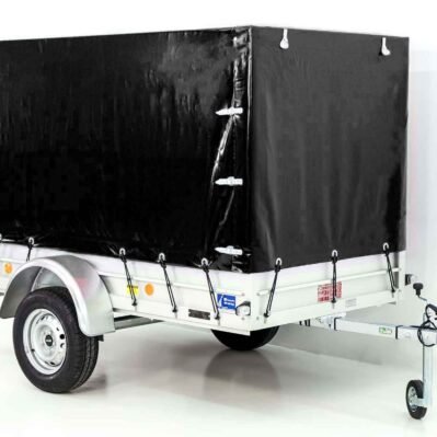 Koch Anhänger mit Plane 125x250cm 750kg | Typ U4 | Hochplane 140 cm Profi | Schwarz