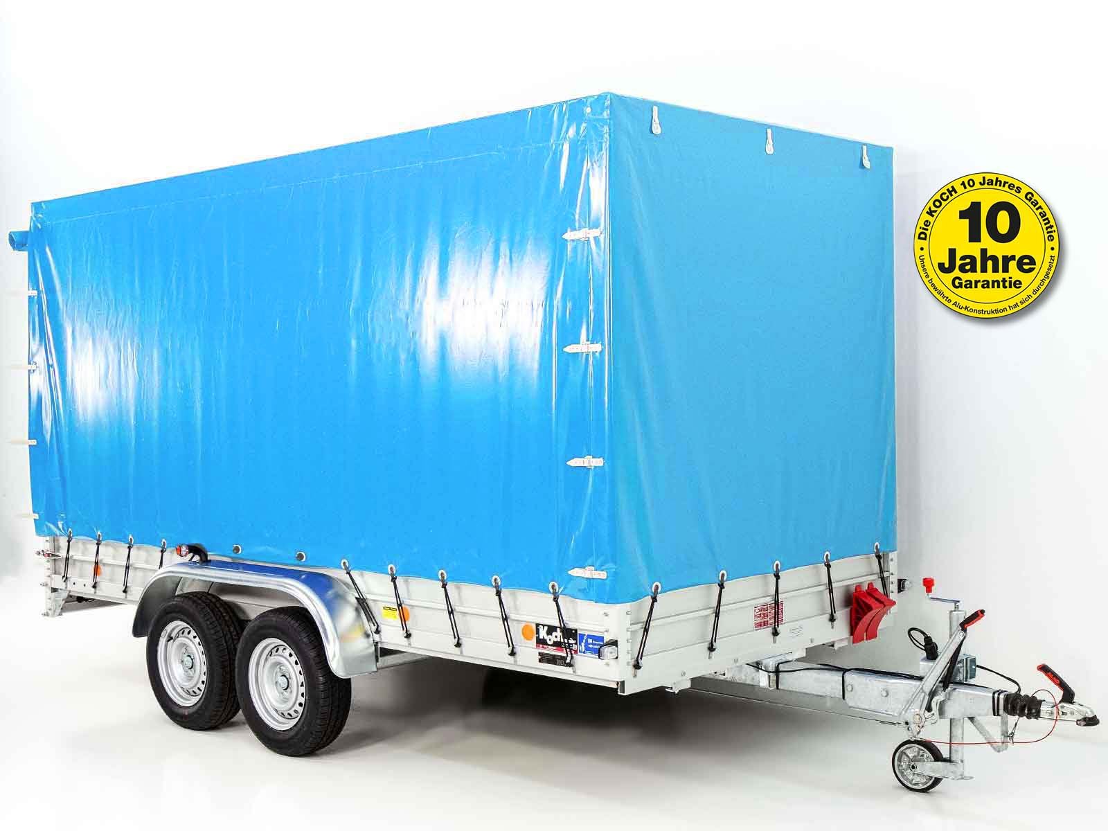 Koch Anhänger mit Plane 185x400cm 2600kg | Typ 10.26 | Hochplane 200cm - Hellblau