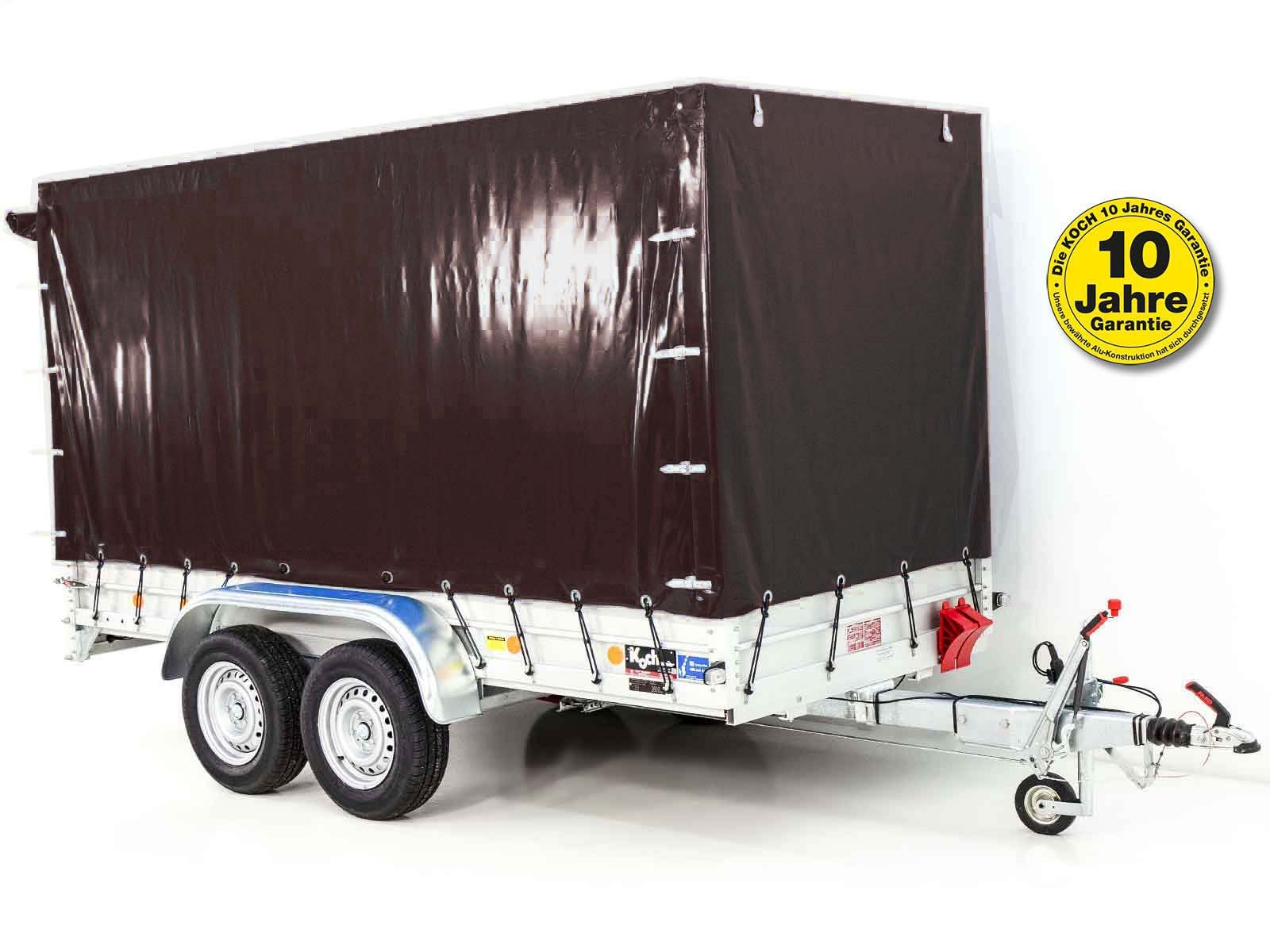 Koch Anhänger mit Plane 150x350cm 2600kg | Typ 8.26 | Hochplane 180cm Schwarz