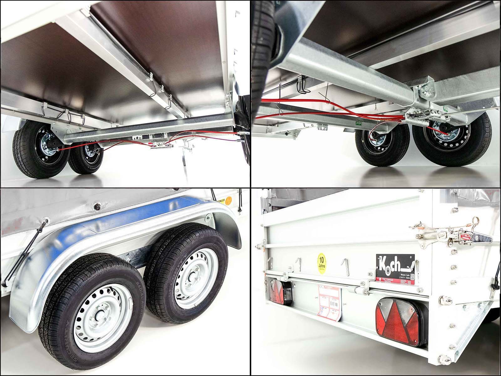 Koch Anhänger mit Plane 150x350cm 2600kg | Typ 8.26 | Hochplane 180cm Silber – Bild 13