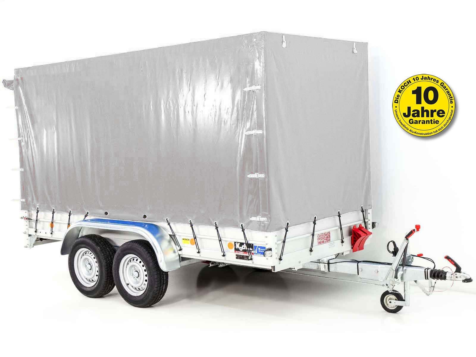 Koch Anhänger mit Plane 150x350cm 2600kg | Typ 8.26 | Hochplane 180cm Silber