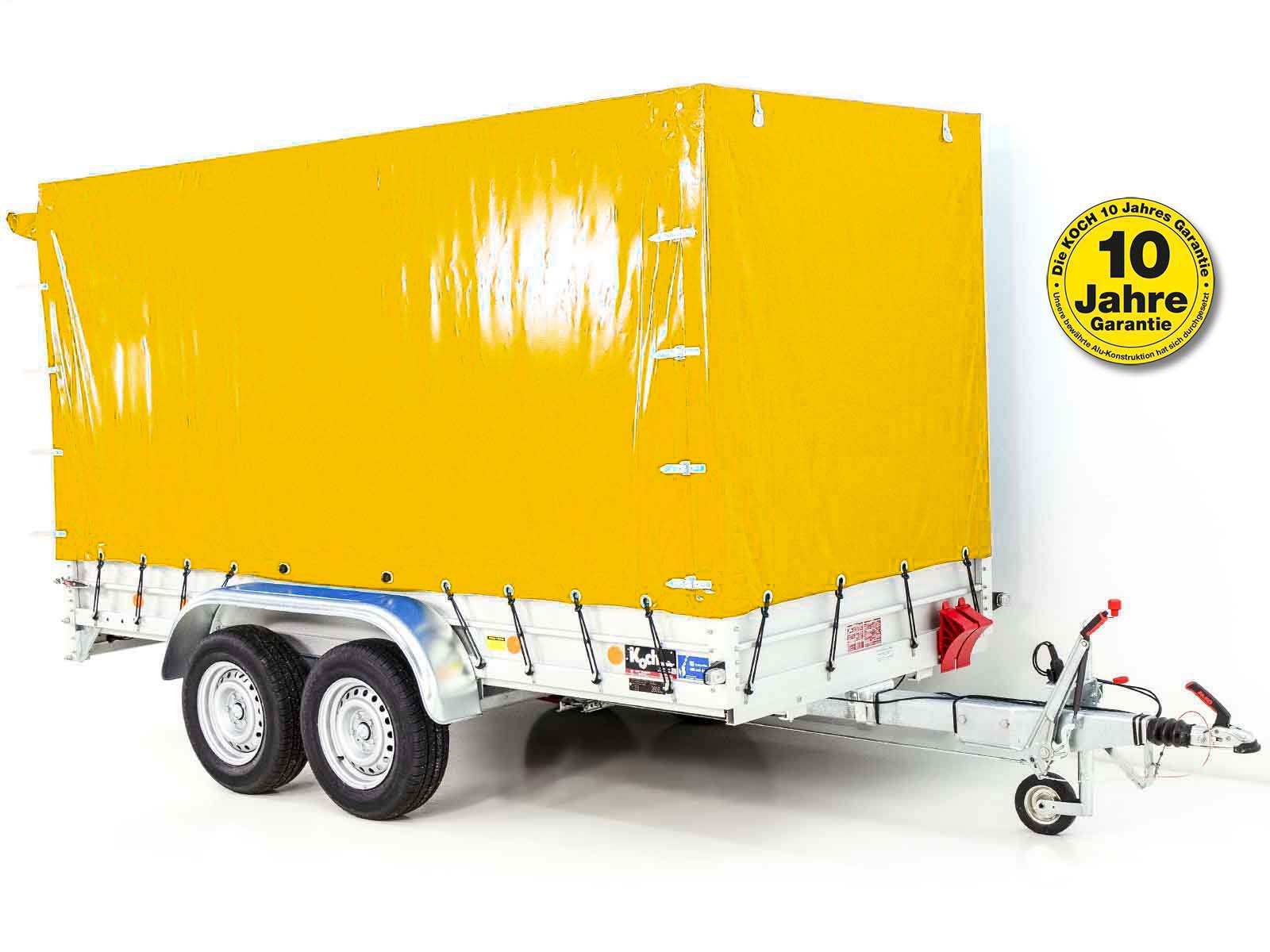 Koch Anhänger mit Plane 150x350cm 2600kg | Typ 8.26 | Hochplane 180cm - Gelb