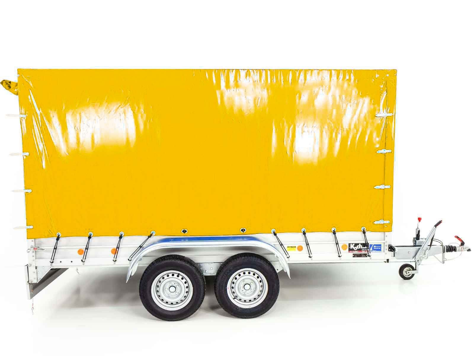 Koch Anhänger mit Plane 150x350cm 2600kg | Typ 8.26 | Hochplane 180cm - Gelb – Bild 3