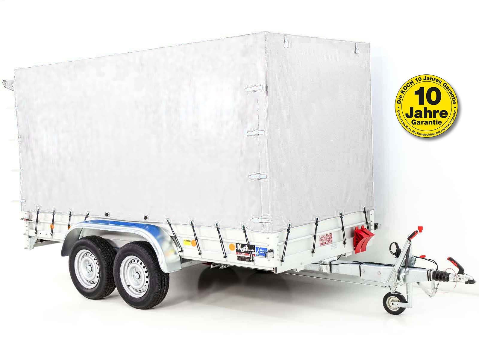 Koch Anhänger mit Plane 150x350cm 2600kg | Typ 8.26 | Hochplane 180cm - Weiß
