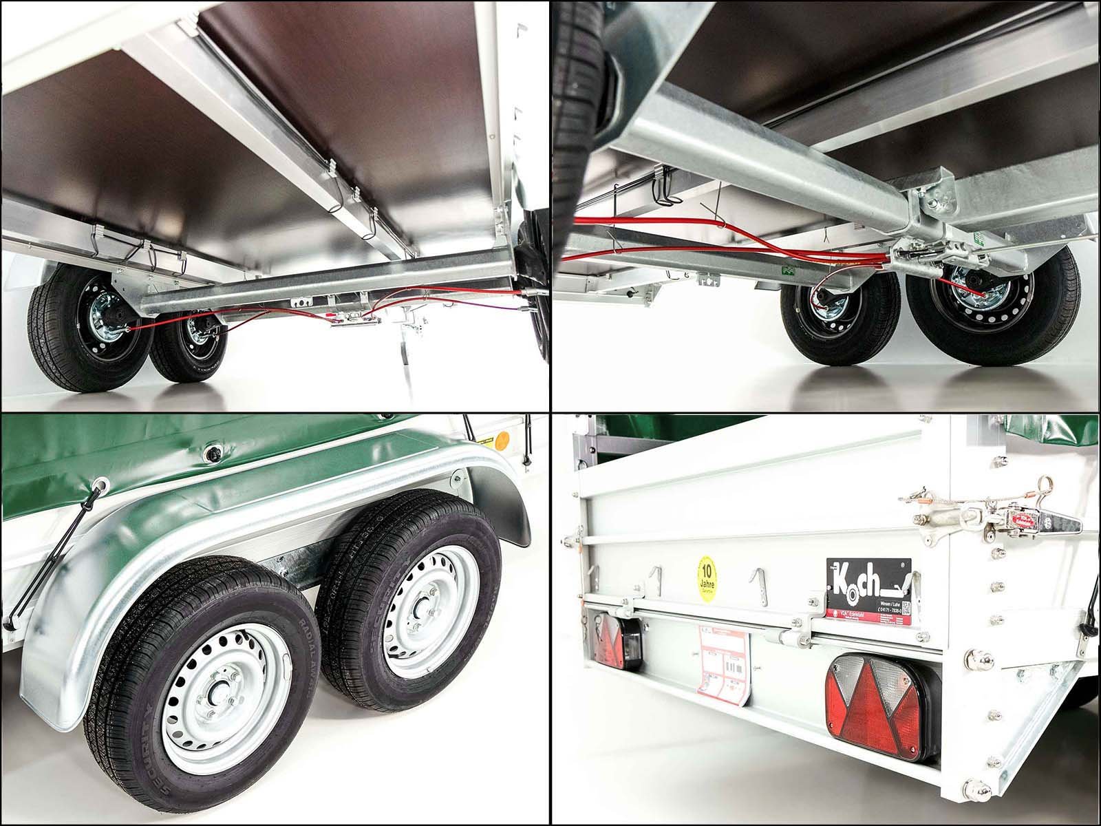 Koch Anhänger mit Plane 150x350cm 2600kg | Typ 8.26 | Hochplane 180cm - Grün – Bild 12