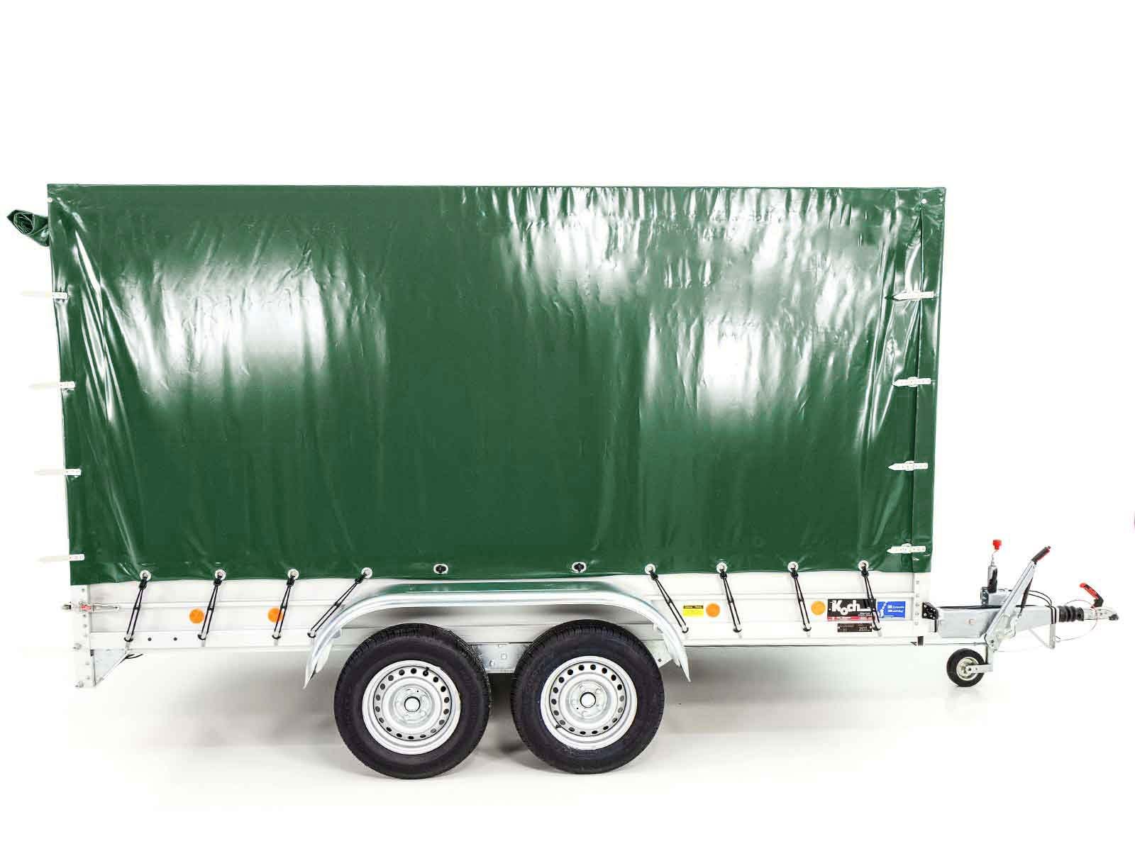 Koch Anhänger mit Plane 150x350cm 2600kg | Typ 8.26 | Hochplane 180cm - Grün – Bild 5